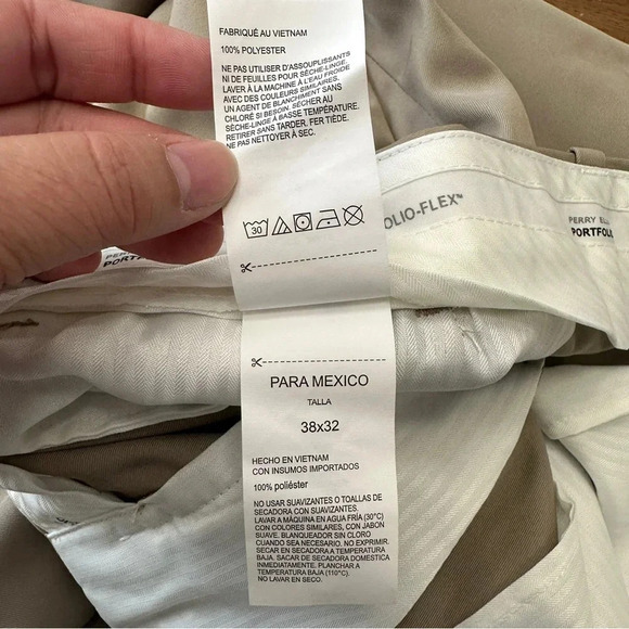 NWT Perry Ellis Portfolio Mens Pants 38x32 Khaki Folio Flex Comfort Waistband - Picture 13 of 14
